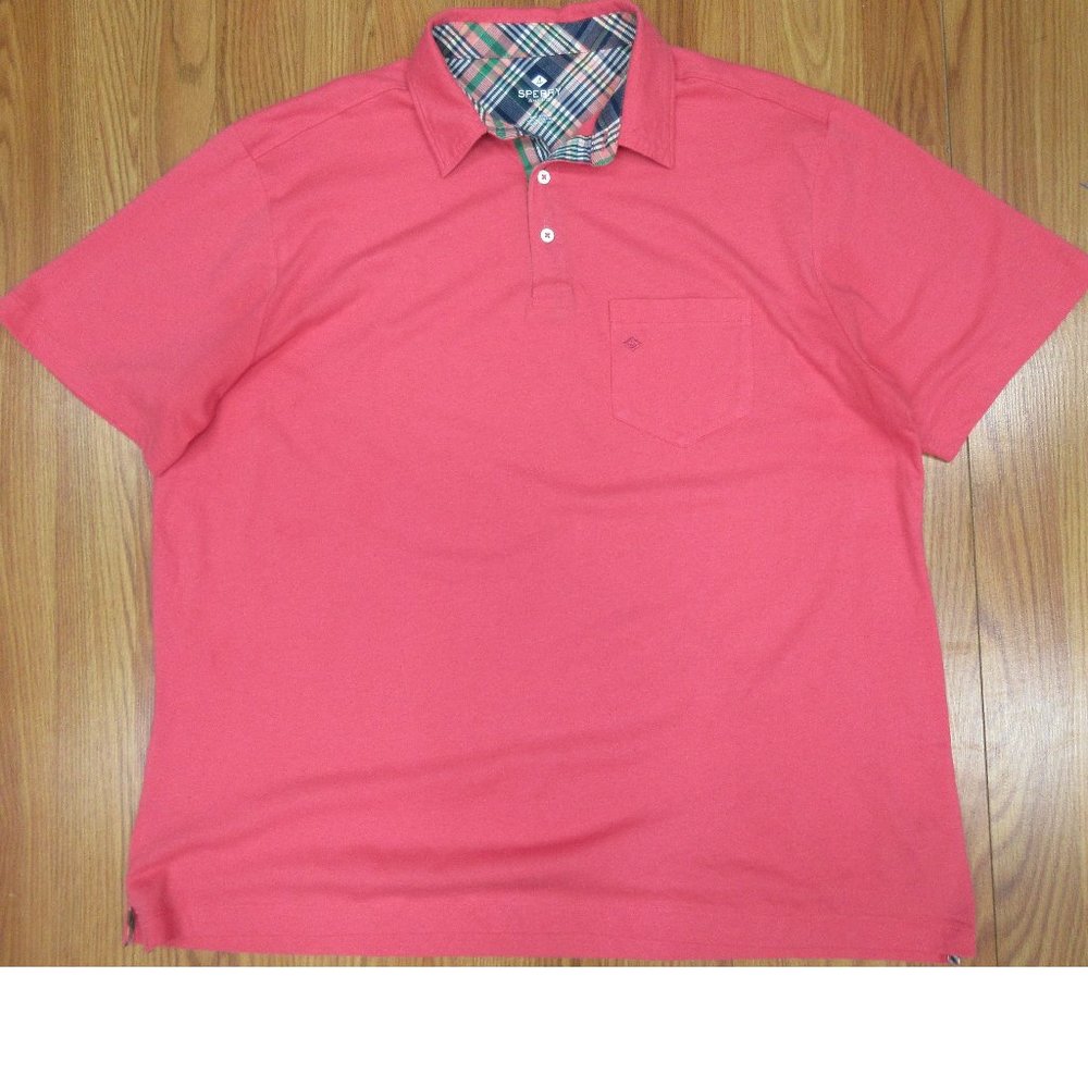 SPERRY REGULAR FIT COTTON/POLY SMOOTH KNIT SHIRT PINK Sz LARGE, L